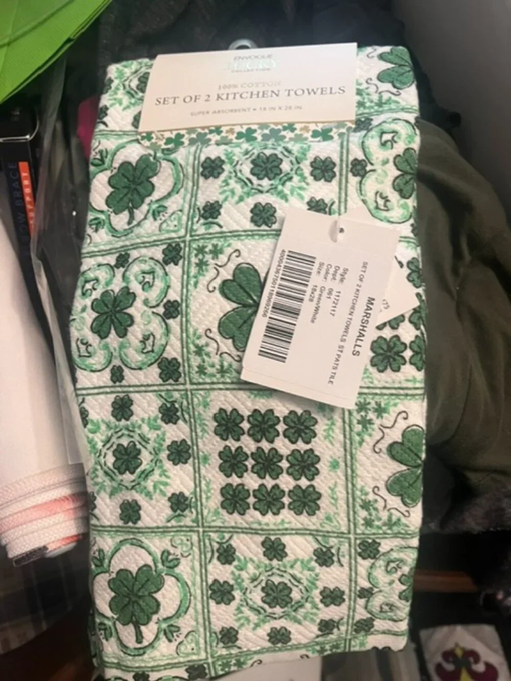 Set of 2 Shamrock Lucky Kitchen Towels - NWT
